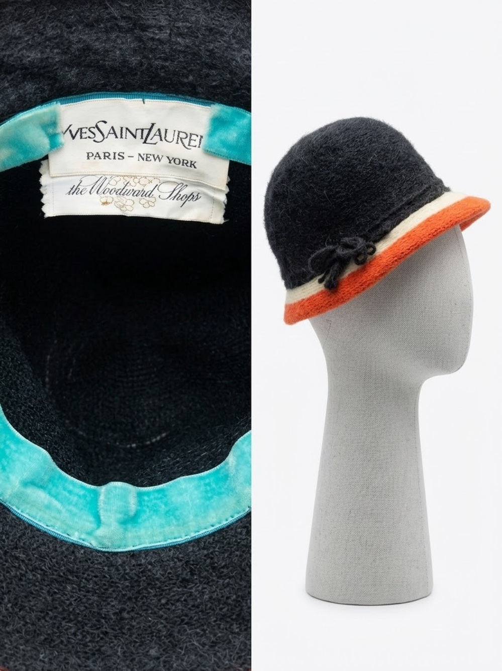 Vintage 1970s Yves Saint Laurent YSL Unstructured Wool Knit Cloche Fedora Hat